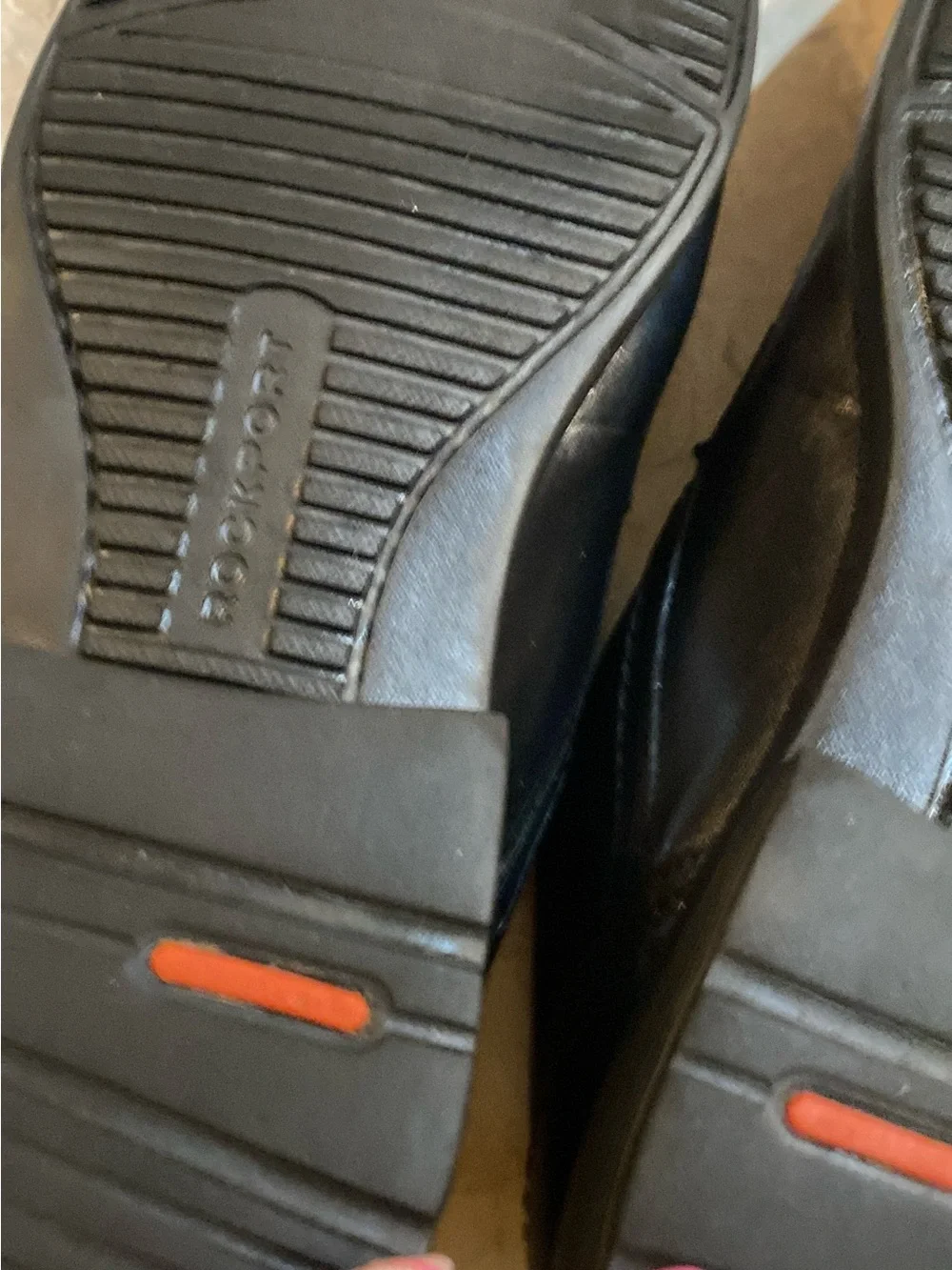 Rockport Black Leather Lace-Up Oxfords with Orange Insole Trim